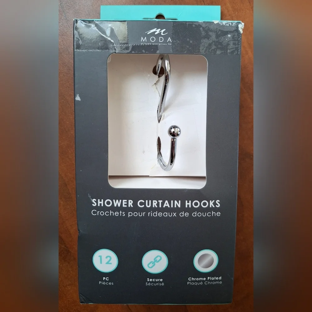 Moda Shower Curtian Hooks 12pk Chrome Plated 305916-CHR